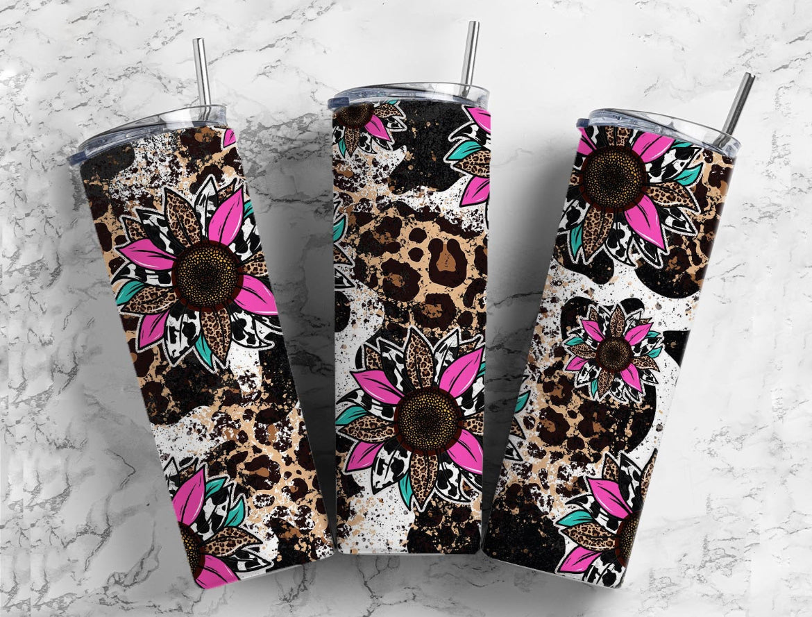 Cow/Leopard Floral Tumbler