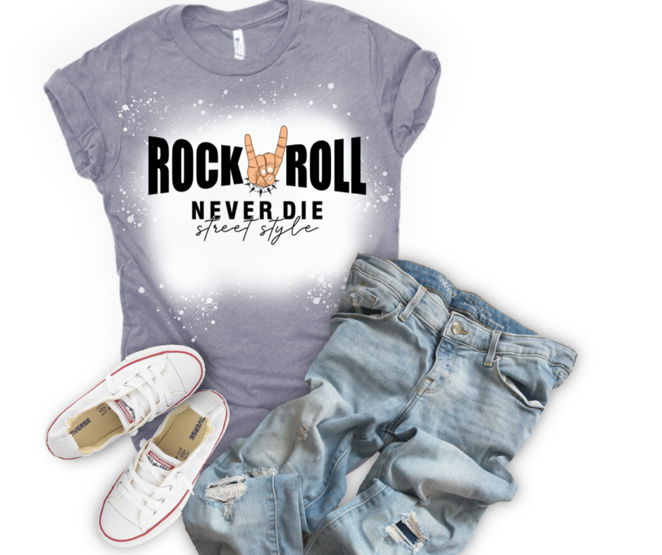 Rock & Roll Never Dies Bleached Tee