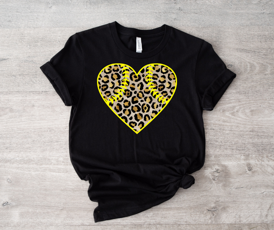 Softball Leopard Heart Tee